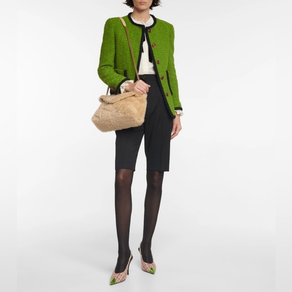 NEW! Authentic YSL SAINT LAURENT CREAM PUFFER LARGE FUR SHEARLING SHOULDER BAG - Picture 3 of 17